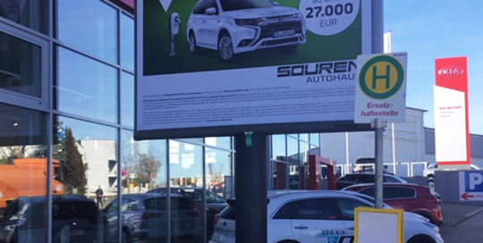 Mitsubishi Kampagne Autohaus Souren Aachen trotter billboards aussenwerbung werbeflache 1000x1000